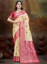 Silk Pink Festival Wear Weaving  Saree